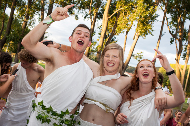 Students attending the toga party
