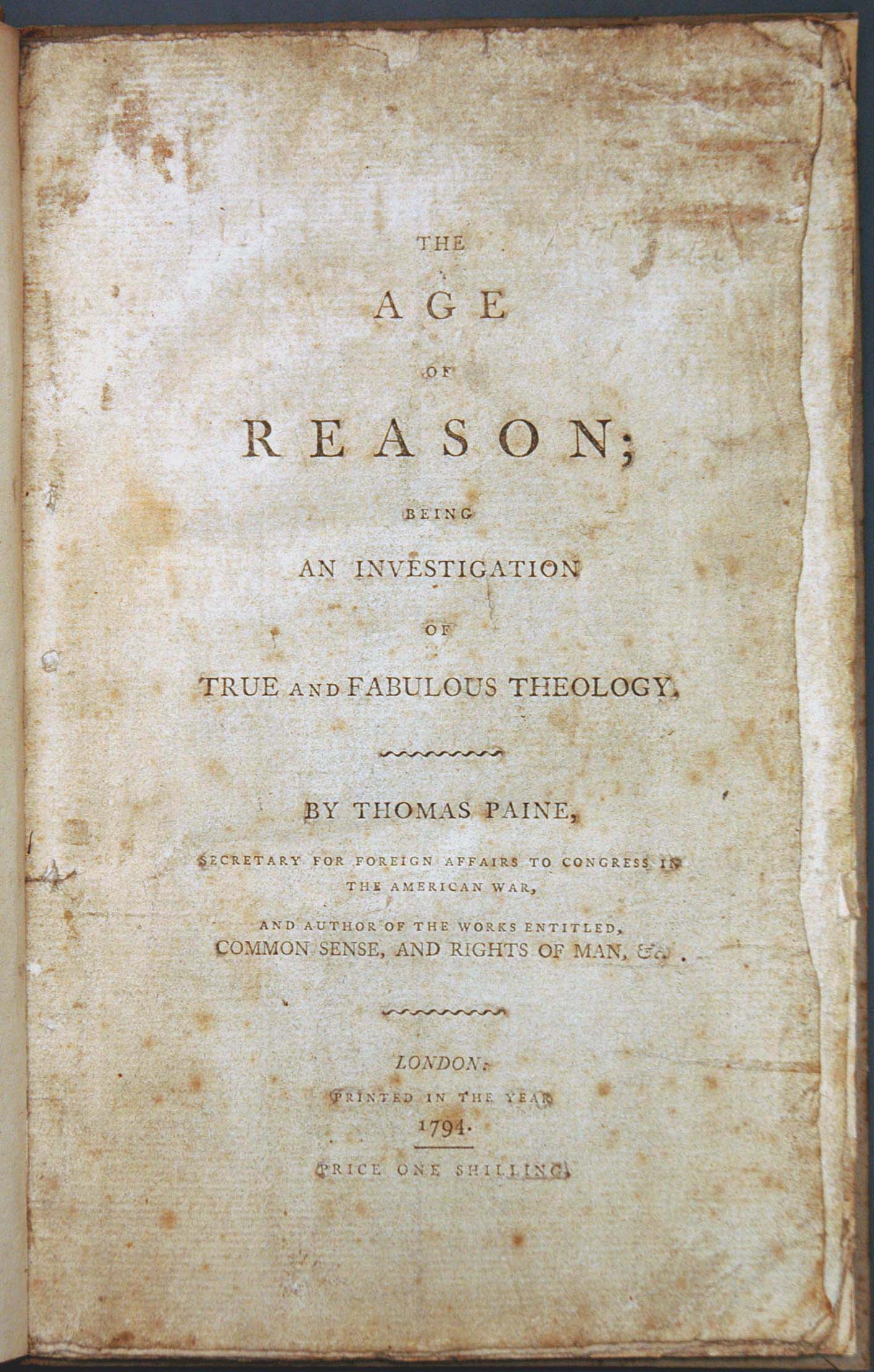 Thomas Paine s The Age Of Reason