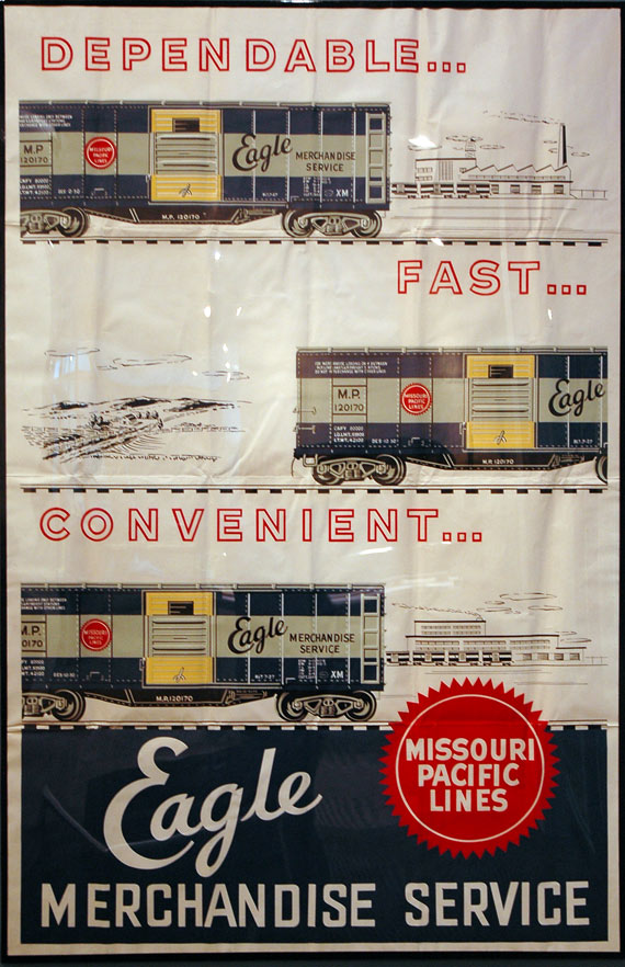 Missouri Pacific Lines Eagle Merchandise Service poster, c. 1945. 