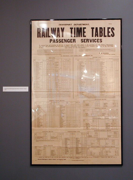 Railway Time Tables Passenger Service, Hobart, Tasmania, 1 August 1945. 
