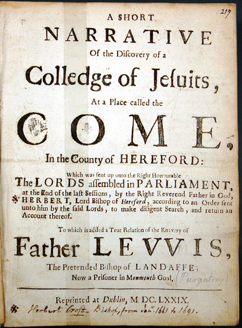 Discovery of a College of Jesuits