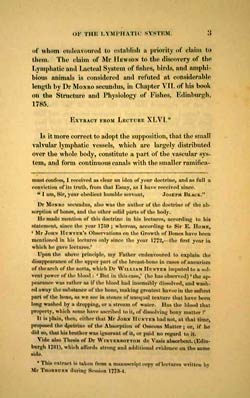 Alexander Monro (secundus), 16th. Lectures on the Lymphatic System of the Valvular Absorbent Veins. A Syllabus of the order observed in 1798/9.