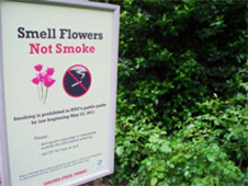 Smokefree outdoor signs - smell flowers not smoke