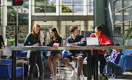 Students at table in the Link