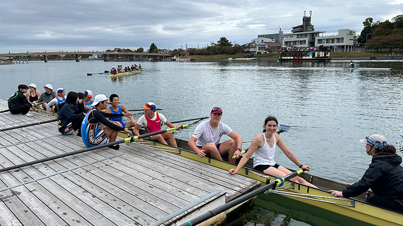 On day two of the regatta, Otago rowers raced in eights alongside athletes who had been selected from all over Japan to come and row with them as part of a development camp.