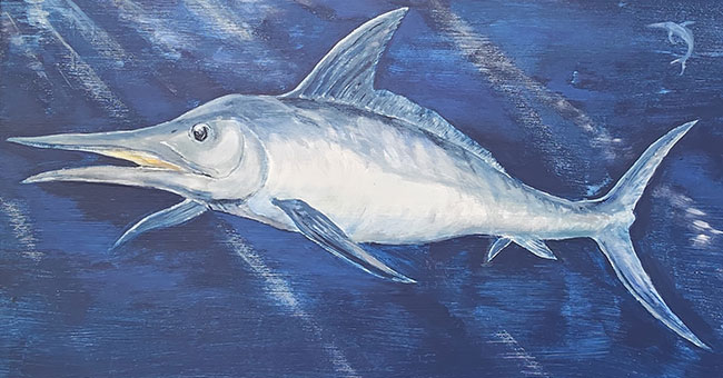 An artistic reconstruction of 'Zealandorhynchus fordycei'. Painting: S. Rust. Photo: D. Yanakopulos