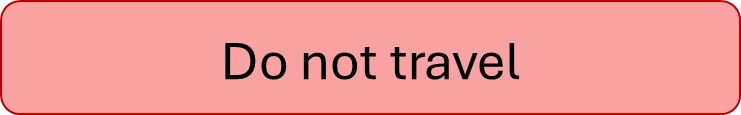 Red button with text 'Do not travel button' similar to that on the NZ Safe Travel service website.