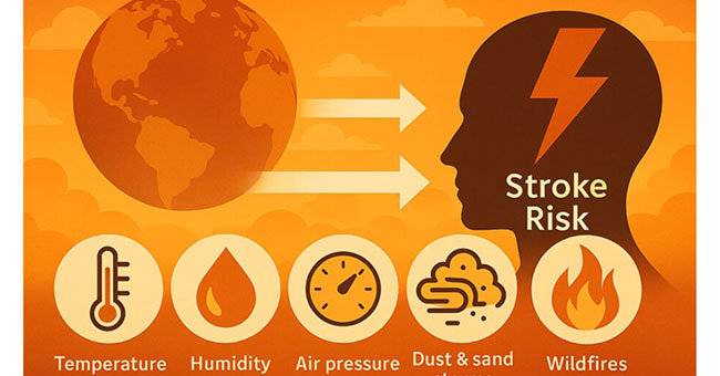 A graphic showing the environmental factors that can lead to strokes.