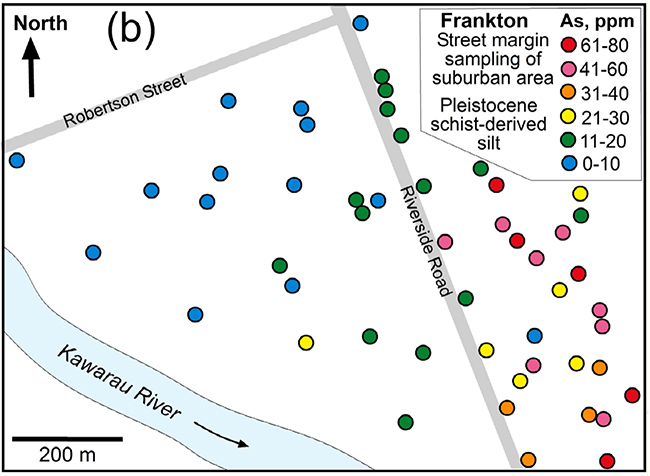 Arsenic concentrations in fresh schist sediments (glacial origin) that are undergoing oxidation at Frankton (Queenstown)