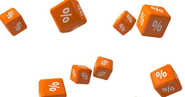 Percentage symbols on orange dice thumbnail image
