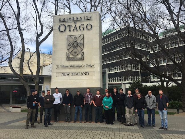 Beef and LambNZ group who visited Ag at Otago, University of Otago in August 2017