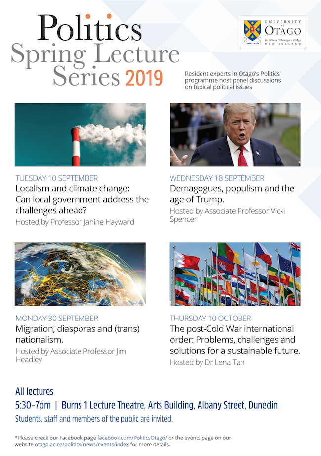 Politics Spring Lecture Series 2019 poster