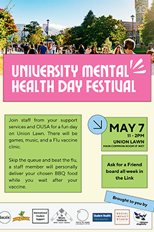 A poster advertising the annual University Mental Health Day.