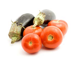 Tomatoes and aubergine