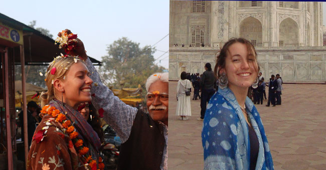 A composite photo of two young women in India.