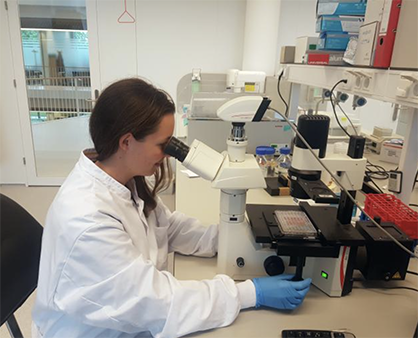 Bryony Telford working at the bench in the Netherlands