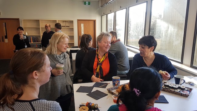 Catherine Kaye and Nurit at Kaye's retirement morning tea
