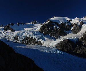 Rising mountains: the early morning view from Crawford Knob, above the Franz Josef Glacier