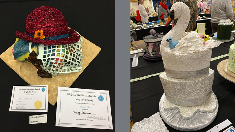 Sunhat and swan cakes