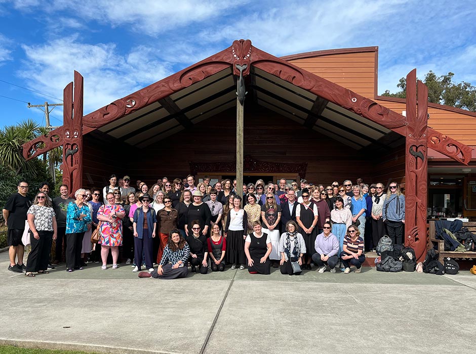 Staff from Te Pātaka Mātauraka, the University of Otago Library, at Puketeraki Marae for a wānanga grounded in mātauranga Māori, whakawhanaungatanga, and cultural growth. 