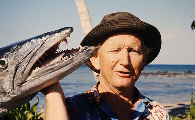 Bill Geddes fishing in Fiji, 1973