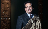 John Broughton wearing a korowai 