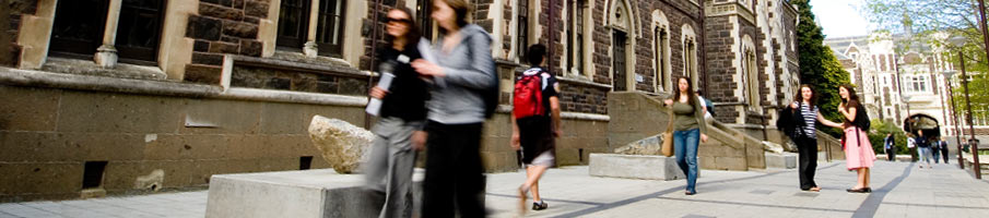 Students walking through the Quadrangle