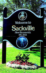 Mt. Allison - welcome to Sackville sign