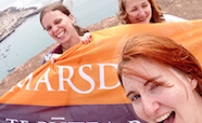 Gail Elliott, back left, with colleagues in Chile