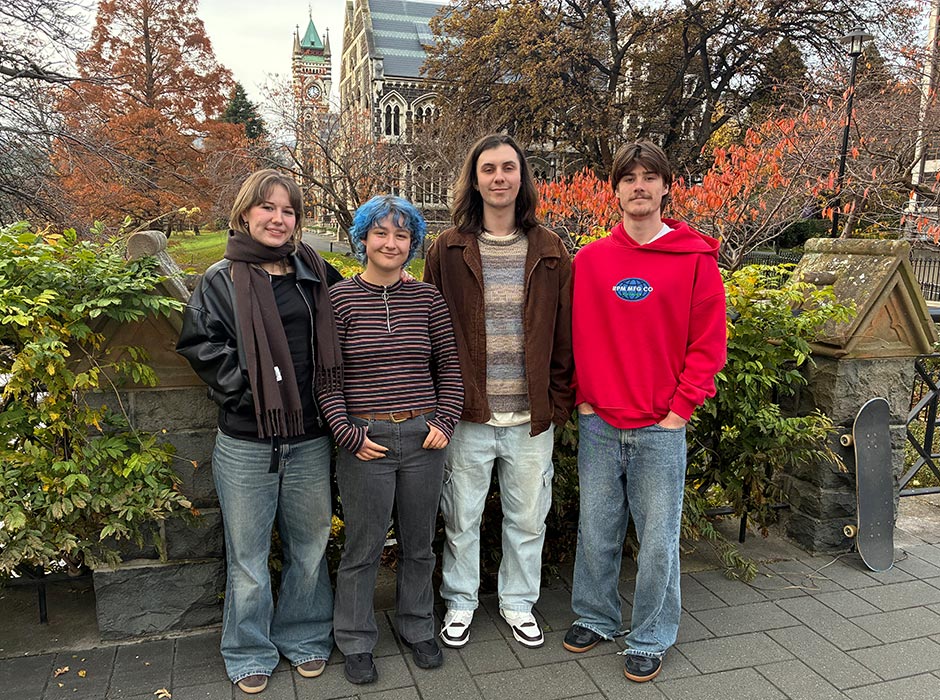 Four members of Ammonita pictured on campus.