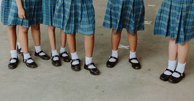 Close up image of girls in school uniform
