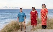 Rose Richards and colleagues on a beach