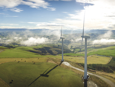 Wind turbines in a landscape image