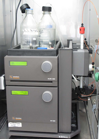 Photo of AKTA FPLC (fast protein liquid chromatography) for protein purification