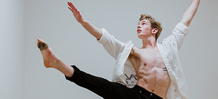 Student dancing in dance studio