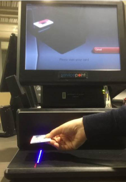 Scan your card on the self-check image