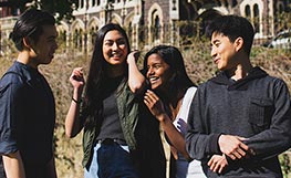 International students laughing together