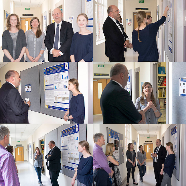 Severl images of Minister Steven Joyce meeting CNE studenst and researchers  at the Centre for neuroendocrinology