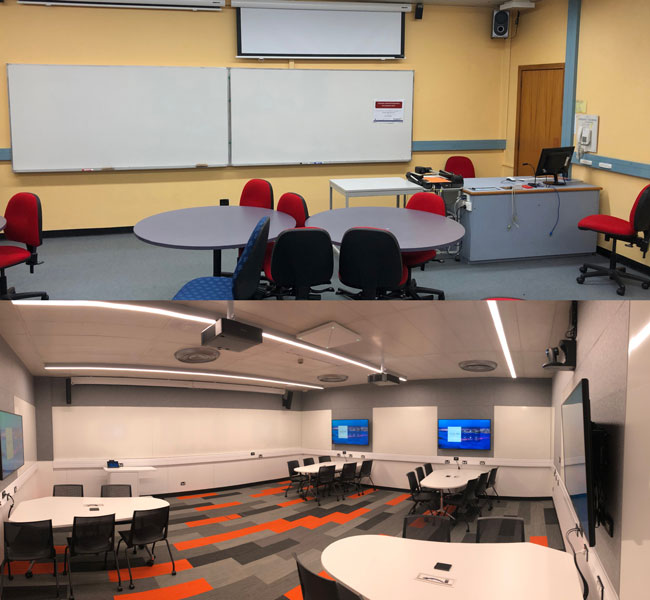 Burns 3 Lecture Theatre before and after image