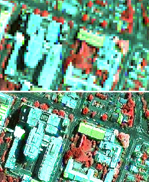 Pan sharperning of false color infrared IKONOS image
