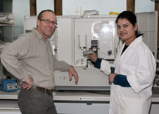 Martin Kennedy and Simone Cree with new and existing DNA sequencers  