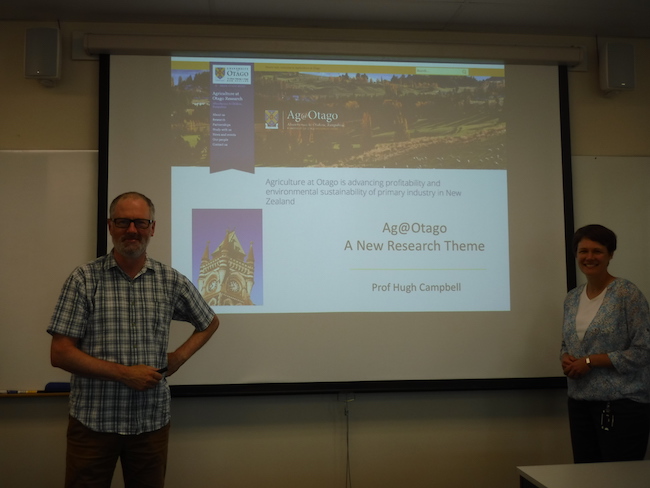 Professor Hugh Campbell and Dr Lynette Brownfield at Ag at Otago and OUASSA teaching session January 2018.