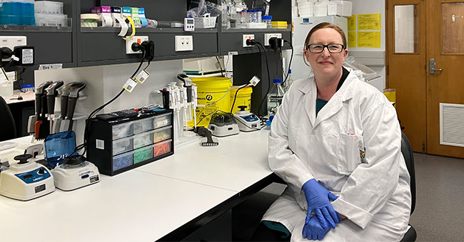 Professor Debbie Hay from Otago’s Department of Pharmacology and Toxicology, working on drug discovery for migraine management. 