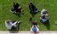 students on the lawn