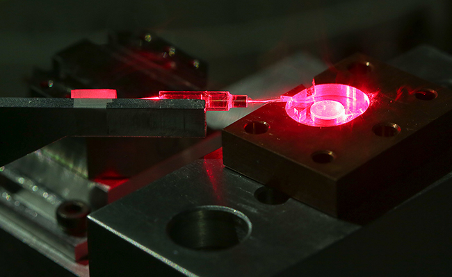 Laser through crystal image