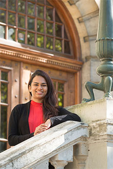 Aarthi Rajesh on the steps of Pathology