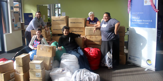 PIRSSU staff with medical and hospital supplies for Samoa