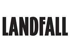 Landfall text black on white image