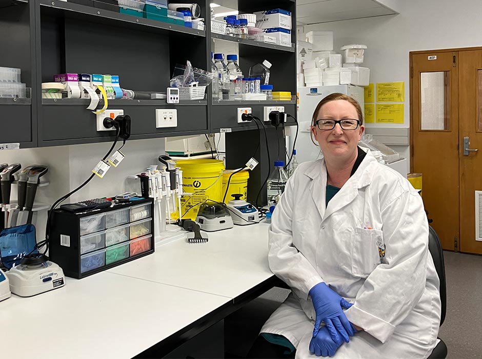 Professor Debbie Hay from Otago’s Department of Pharmacology and Toxicology, working on drug discovery for migraine management. 