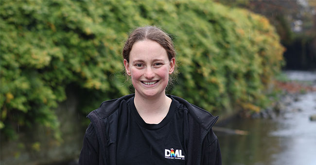 Student Grace Cinque is pictured in front of the Ōwheo river